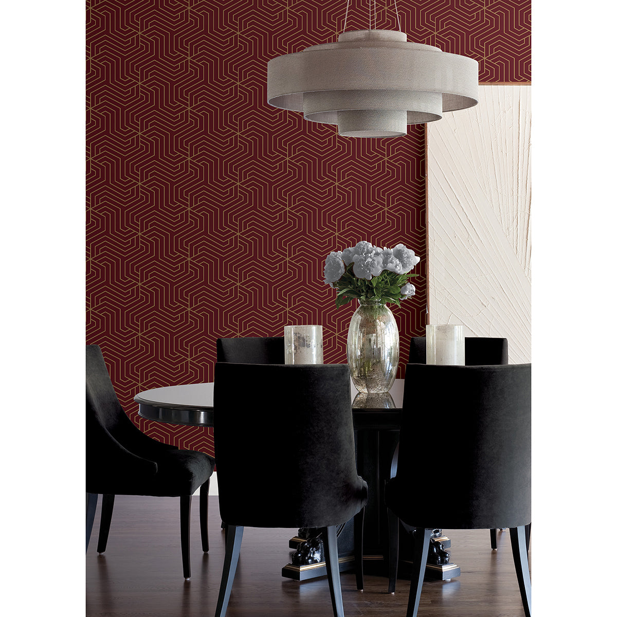 Burgundy Ramsey Geometric Peel and Stick Wallpaper - Brewster Wallcovering