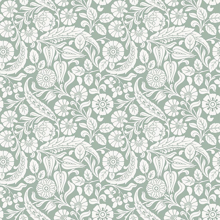 Picture of Cordelia Green Baroque Blooms Wallpaper