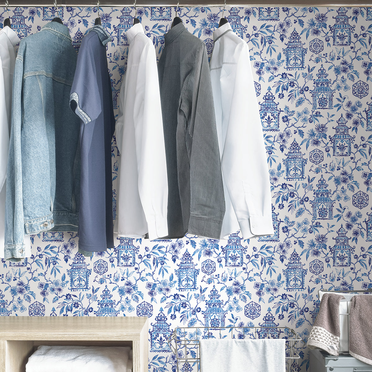 Blue Danson Peel and Stick Wallpaper - Brewster Wallcovering