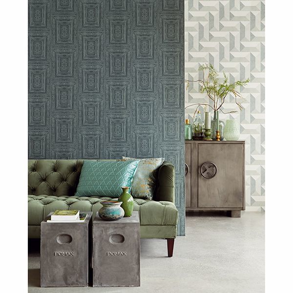 Olsson Dark Green Wood Panel Wallpaper - Brewster Wallcovering