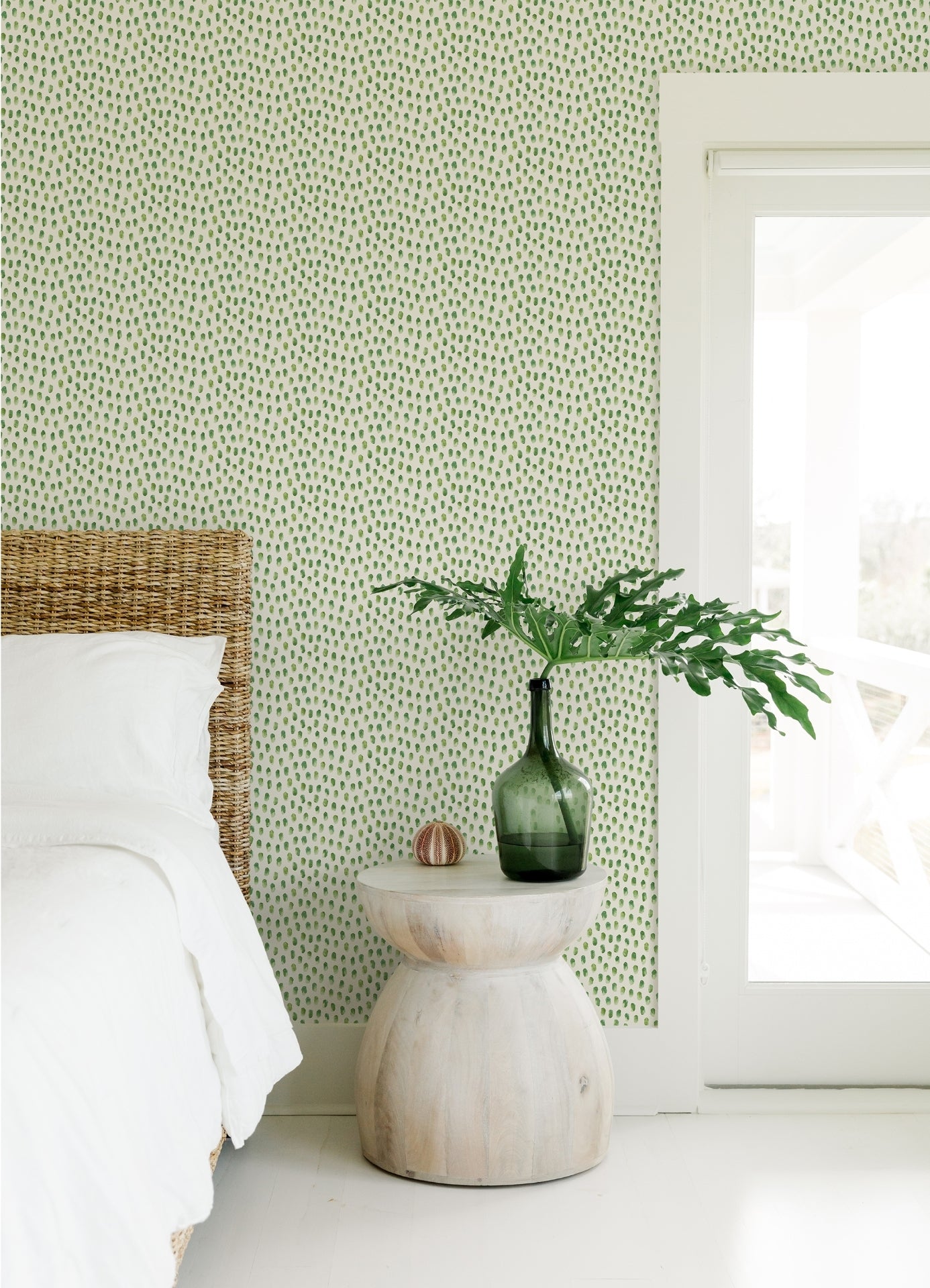 Sand Drips Green Painted Dots Wallpaper - Brewster Wallcovering