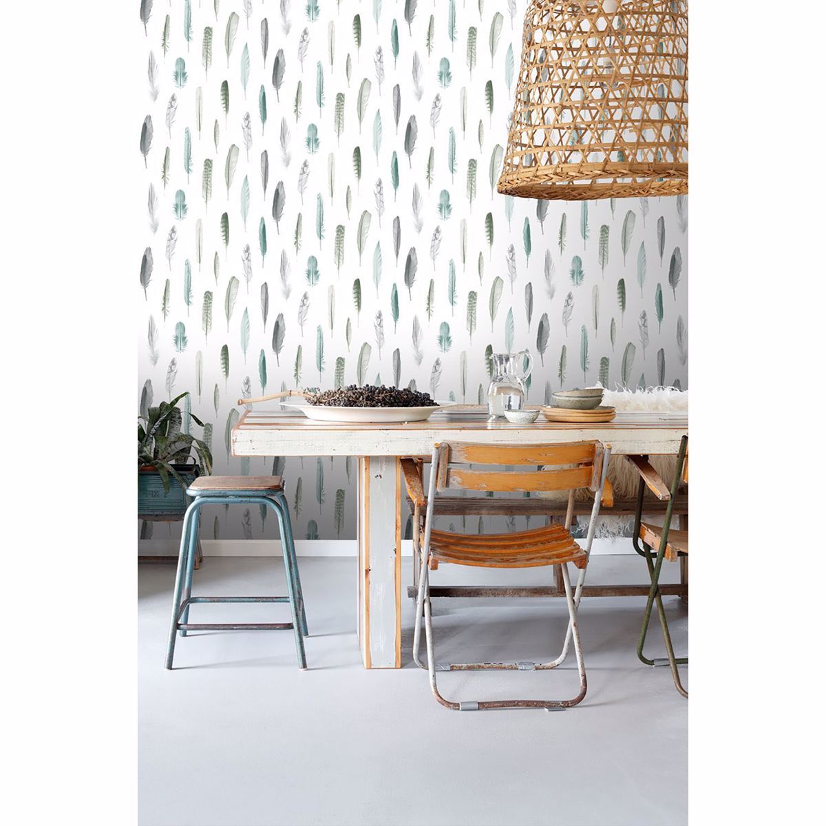 Nala Multicolor Feathers Wallpaper - Brewster Wallcovering