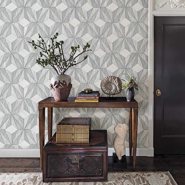 Paragon Slate Geometric Wallpaper - Brewster Wallcovering