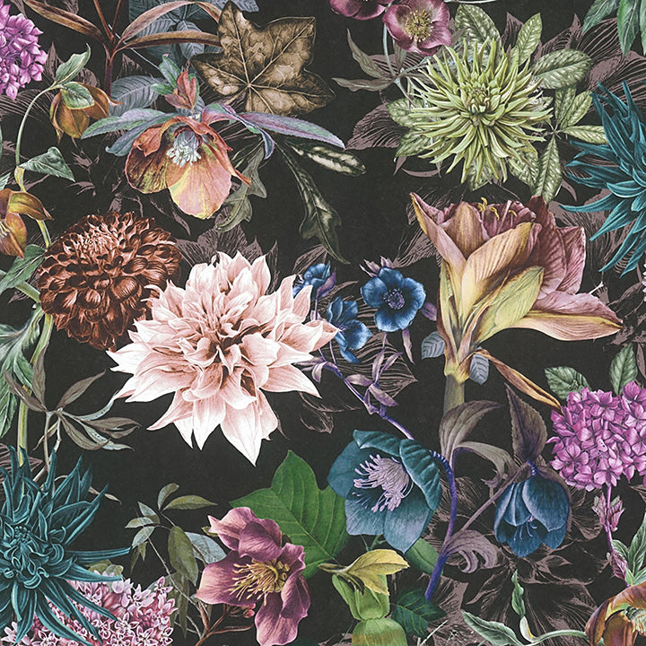 Picture of Althea Black Flower Garden Wallpaper