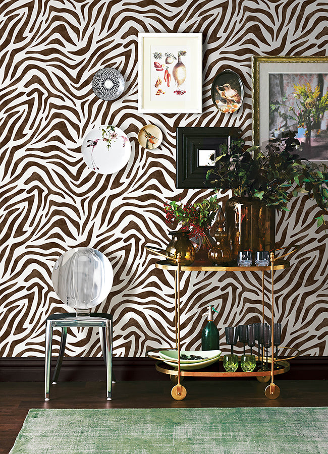 Brown RuZebra Peel and Stick Wallpaper - Brewster Wallcovering