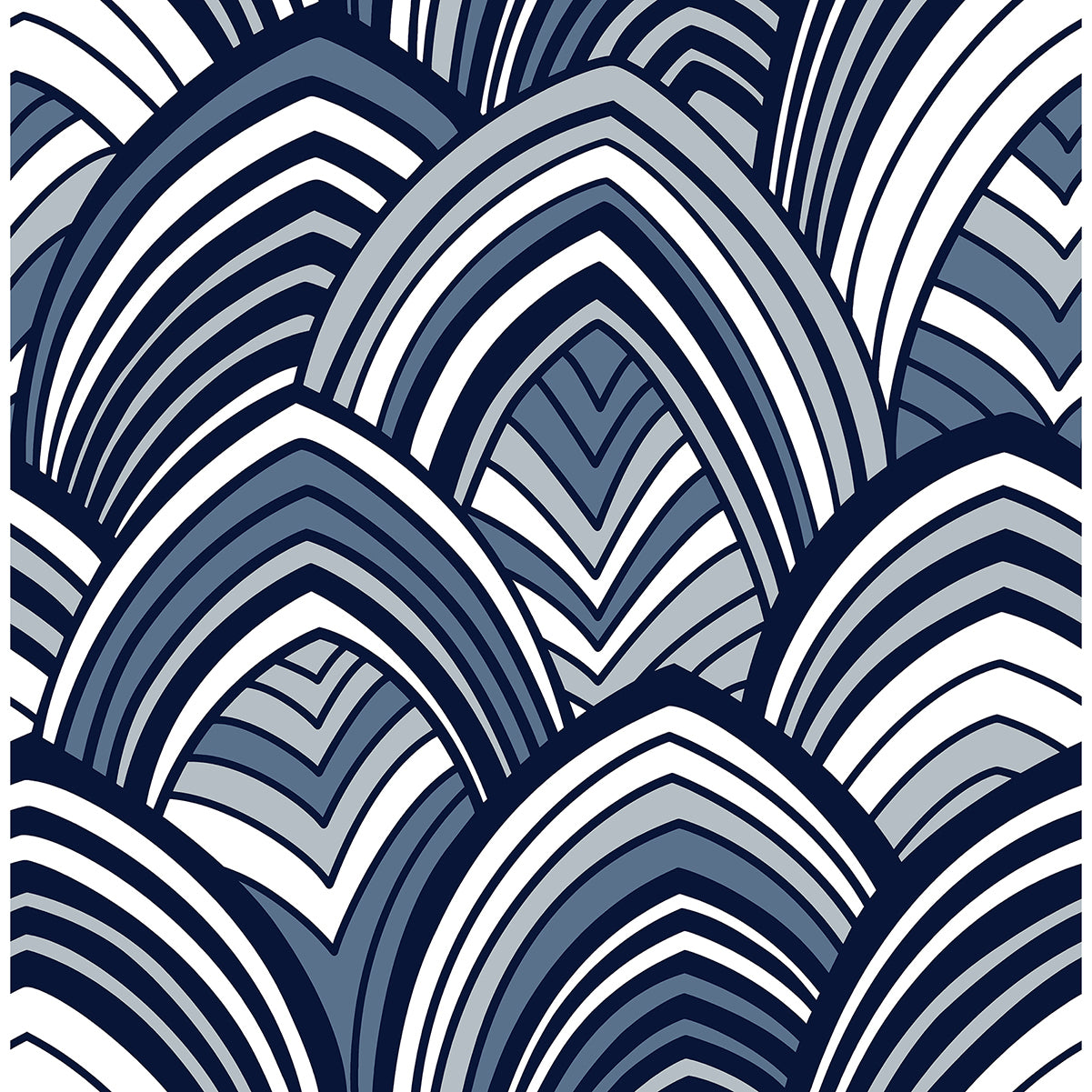 Picture of CABARITA Indigo Art Deco Leaves Wallpaper