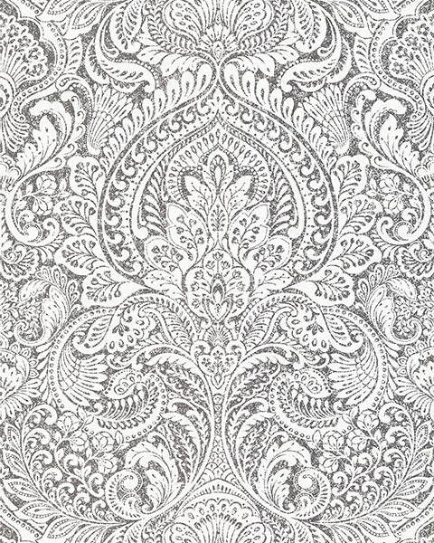 Picture of Artemis Platinum Damask Wallpaper