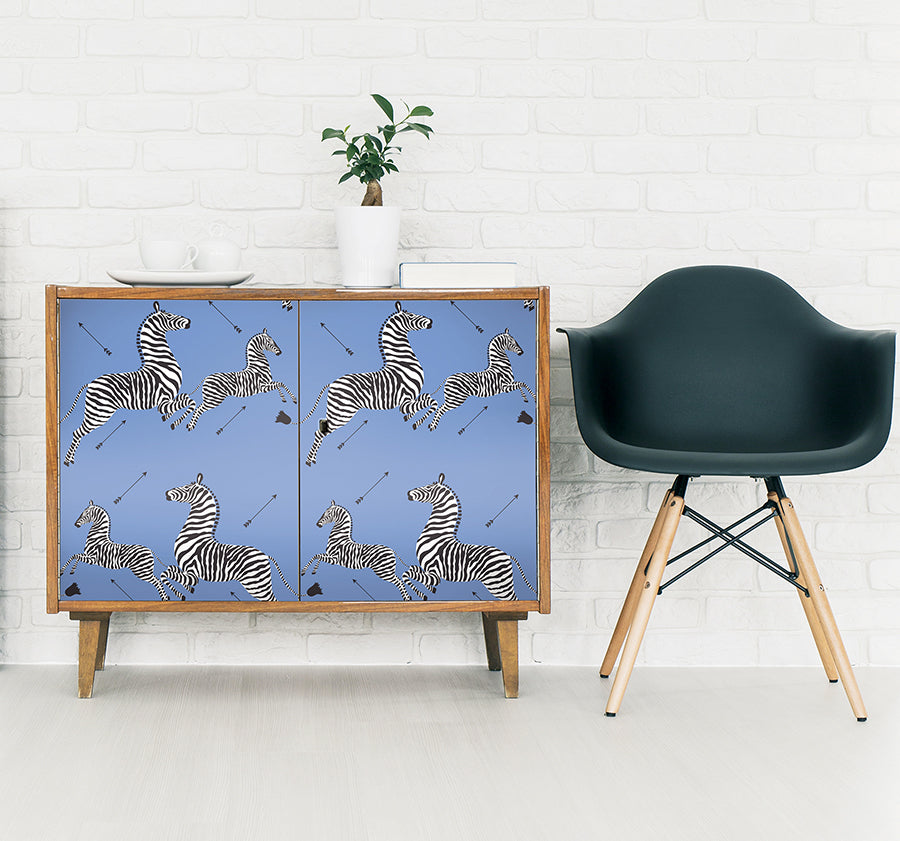 Azure Zebra Safari Peel and Stick Wallpaper - Brewster Wallcovering