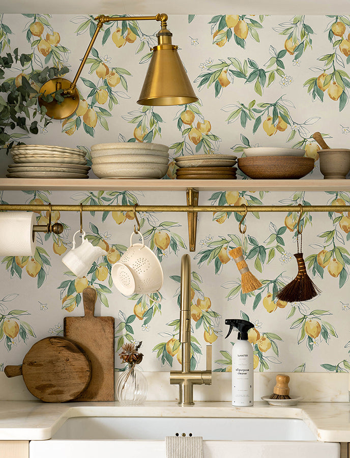 Lemonade Yellow Citrus Wallpaper - Brewster Wallcovering