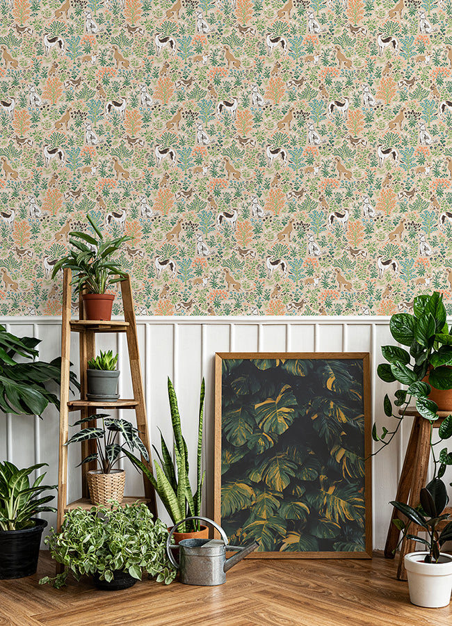 Must Love Dogs Tan Peel and Stick Wallpaper - Brewster Wallcovering