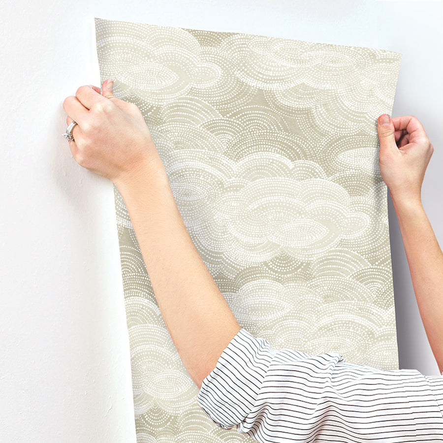 Vision Pearl Stipple Clouds Wallpaper - Brewster Wallcovering