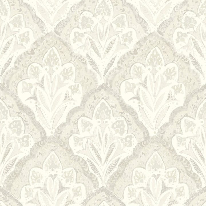 Picture of Mimir Dove Quilted Damask Wallpaper