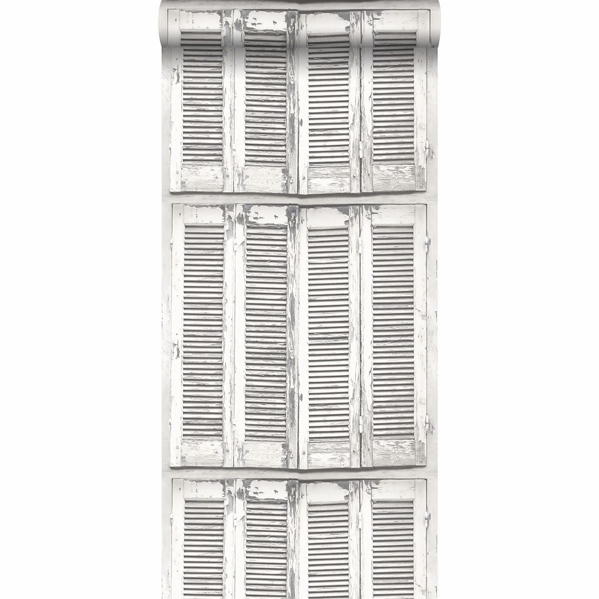 Lansbury Off-White Distressed Shutter Wallpaper - Brewster Wallcovering