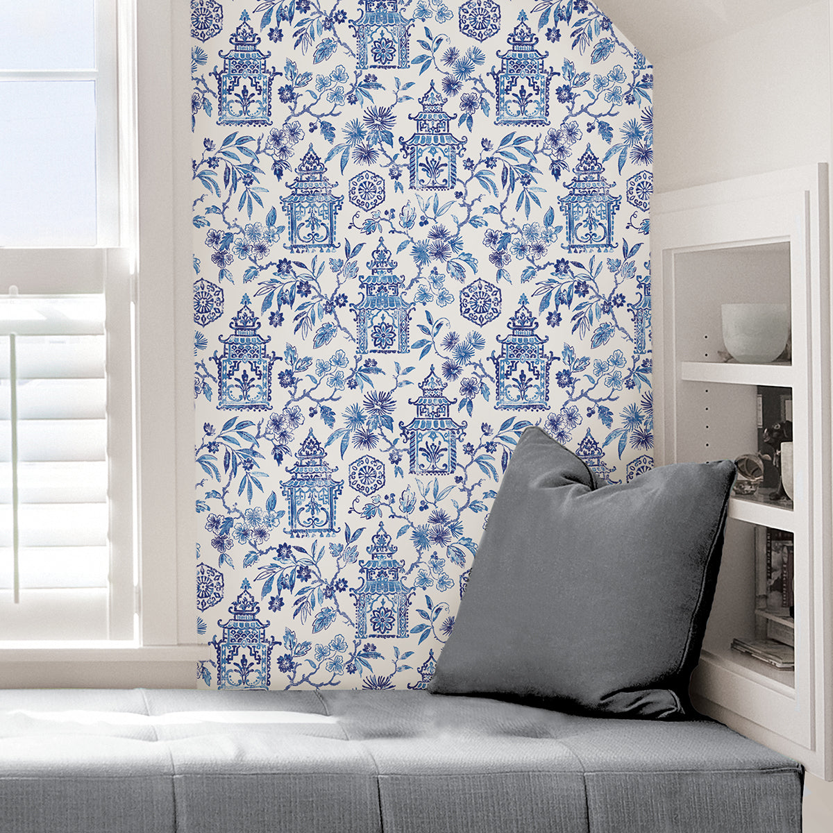 Blue Danson Peel and Stick Wallpaper - Brewster Wallcovering