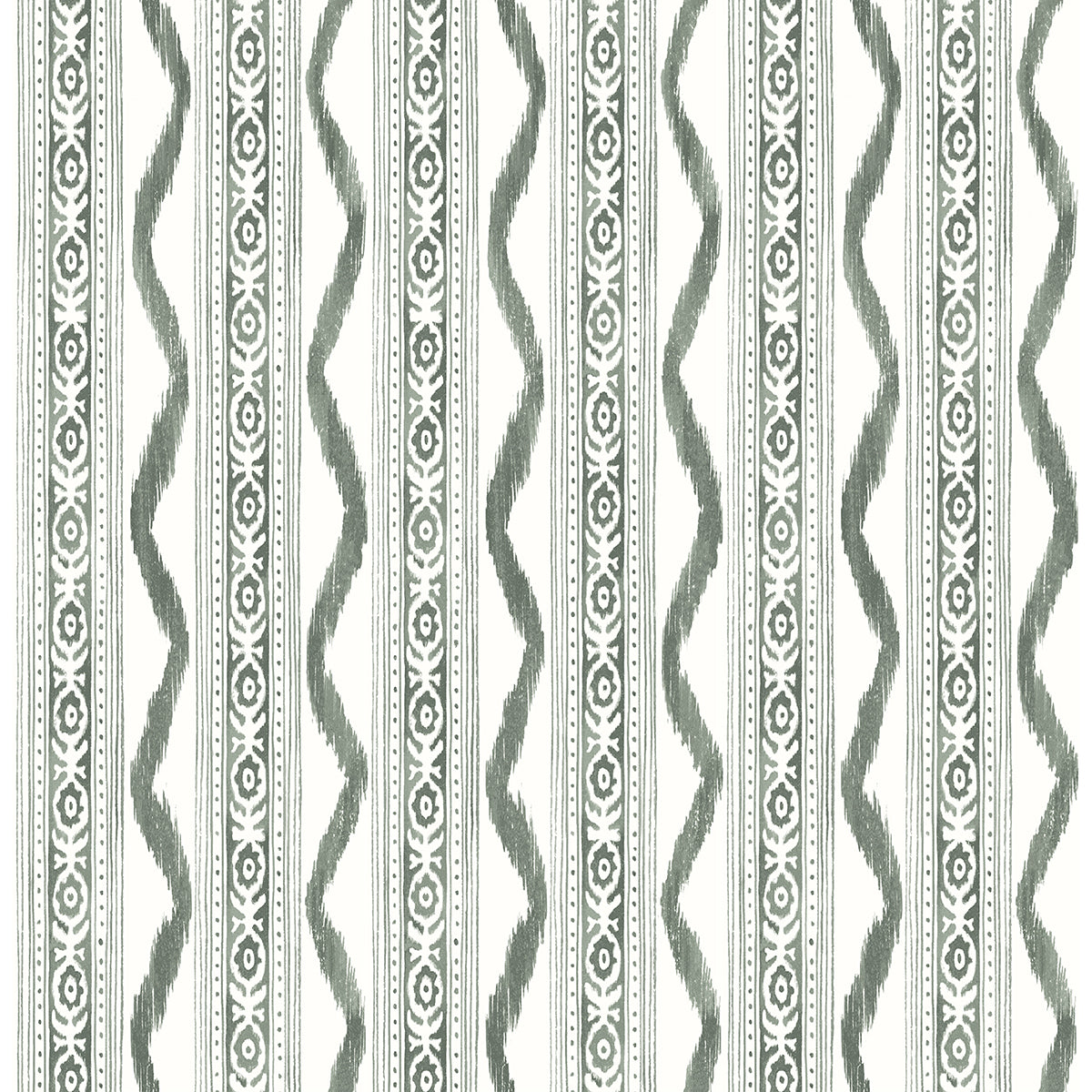 Picture of Rhys Green IKAT Stripe Wallpaper By Erin Gates