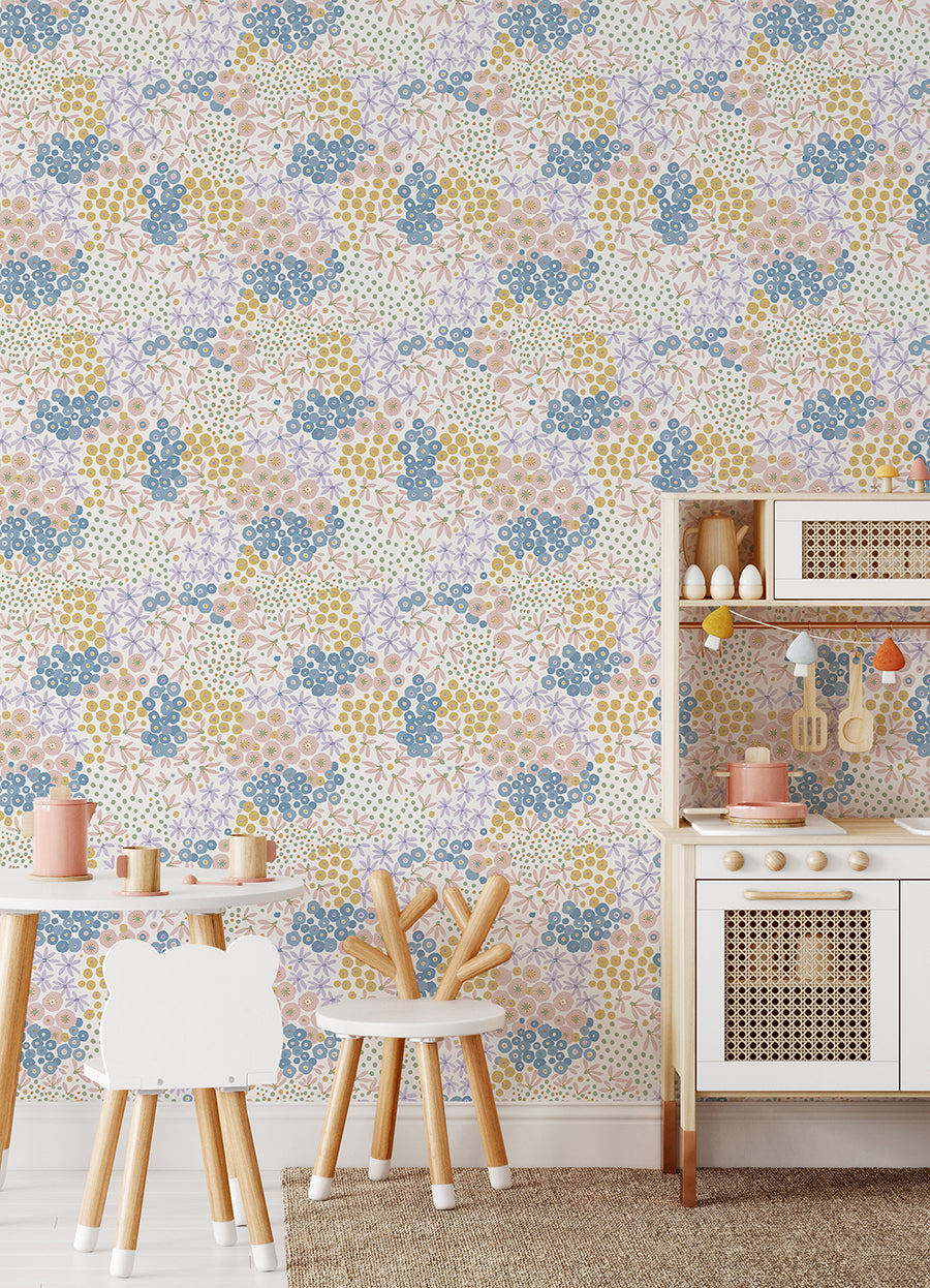 Floral Bunch Multi Bright Peel and Stick Wallpaper - Brewster Wallcovering