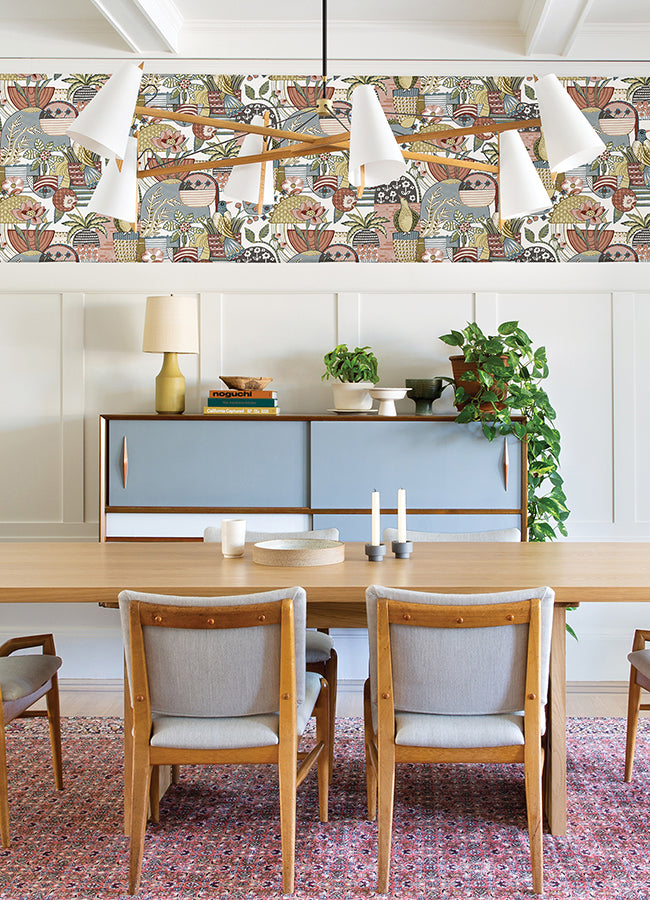 Fika Mustard Blissful Birds & Blooms Wallpaper - Brewster Wallcovering