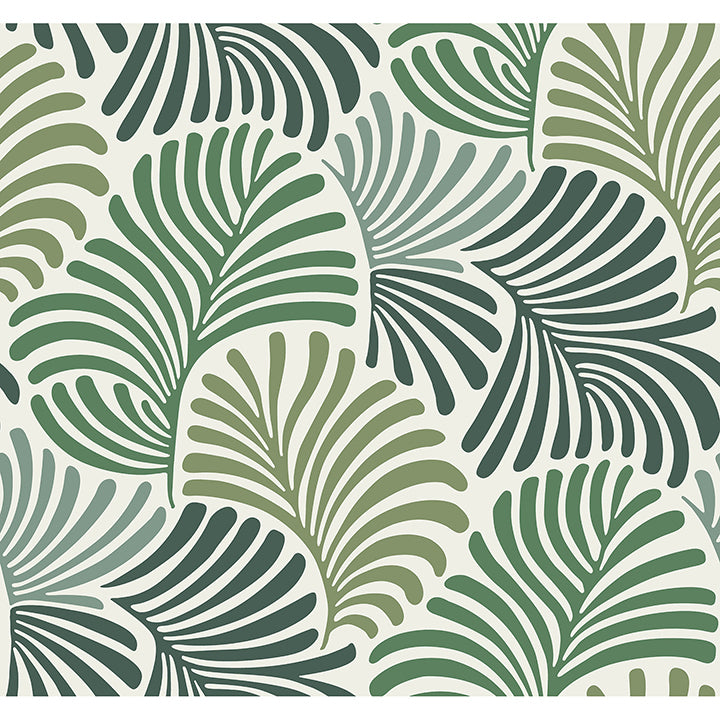 Picture of Trousdale Green Fanning Flora Wallpaper by Scott Living