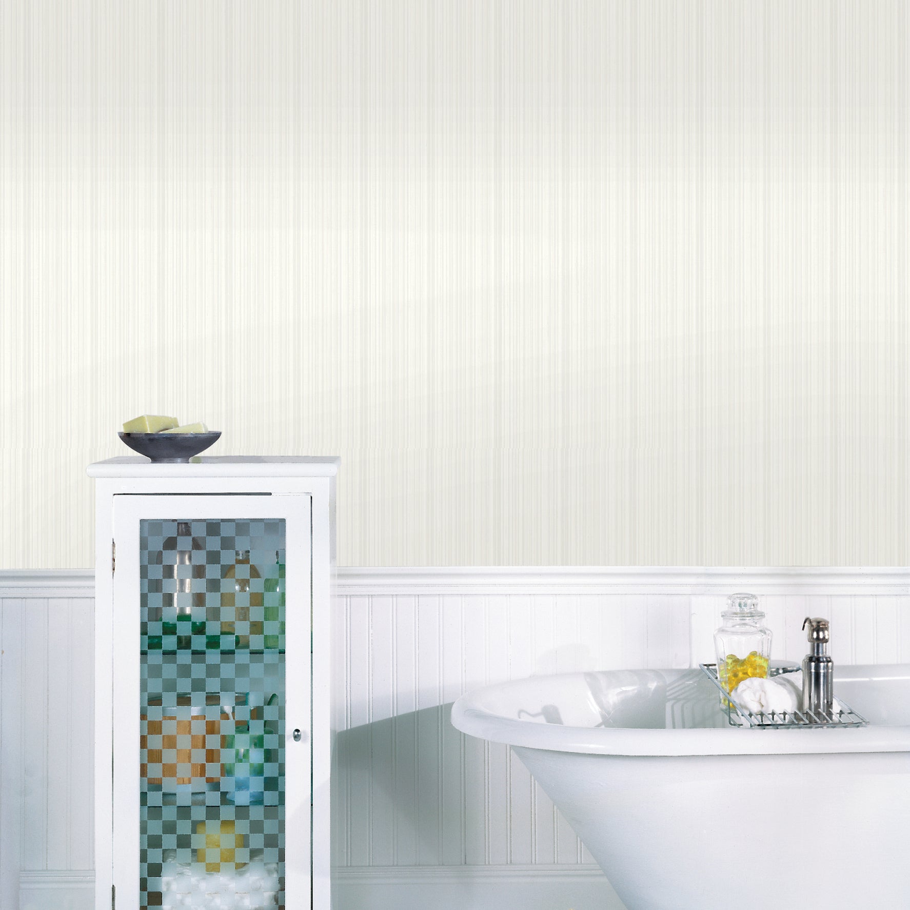 Sebasco Dove Vertical Pinstripe Wallpaper - Brewster Wallcovering