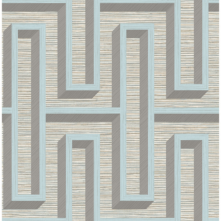 Picture of Henley Light Blue Geometric Grasscloth Wallpaper