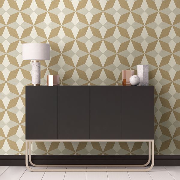 Valiant Beige Faux Grasscloth Geometric Wallpaper - Brewster Wallcovering