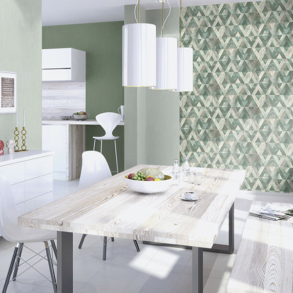 Shikhar Teal Geometric Wallpaper - Brewster Wallcovering