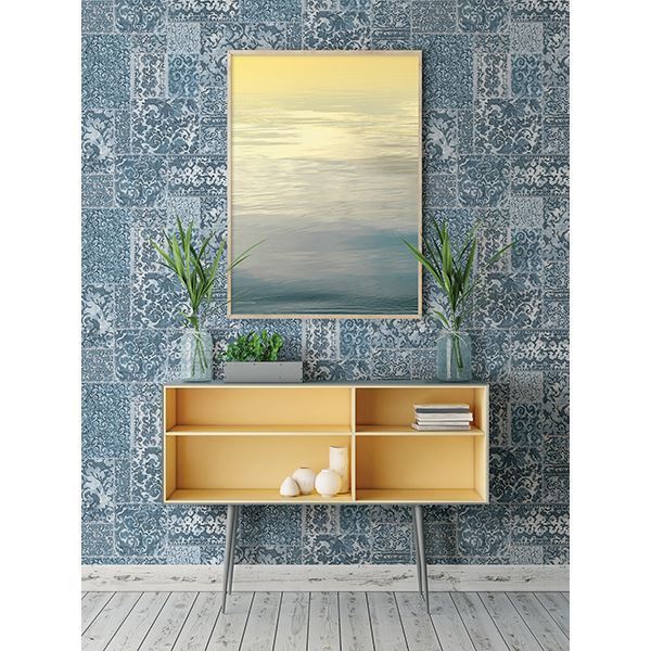 Esma Blue Vintage Carpet Wallpaper - Brewster Wallcovering