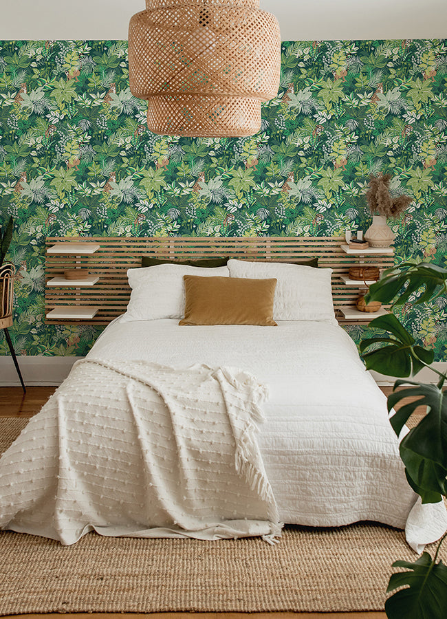 Sage Tropical Oasis Peel and Stick Wallpaper - Brewster Wallcovering