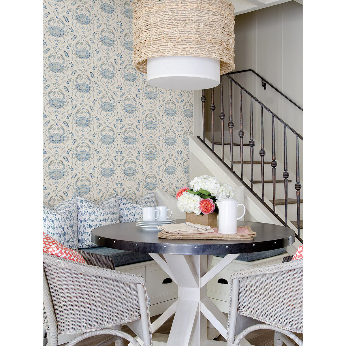 Blue Shellby Peel and Stick Wallpaper - Brewster Wallcovering