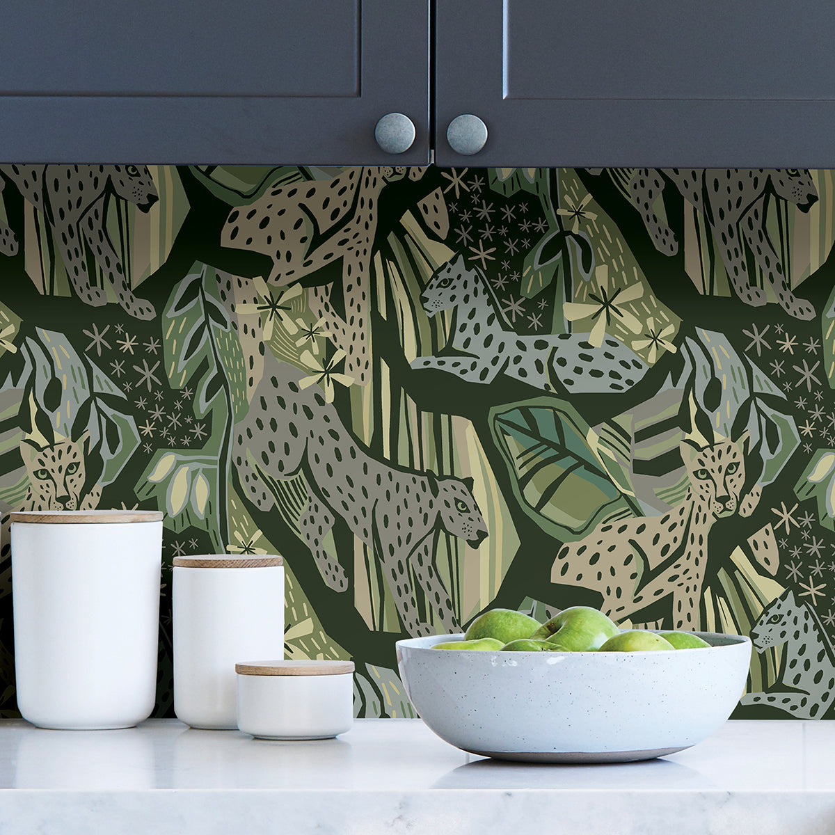 Greens Cat Nap Peel and Stick Wallpaper - Brewster Wallcovering