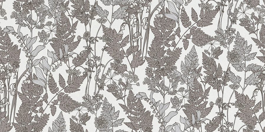 Ayla Light Grey Wildflowers Wallpaper - Brewster Wallcovering