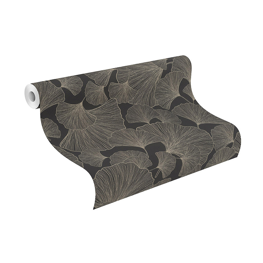 Waft Black Ginkgo Wallpaper - Brewster Wallcovering