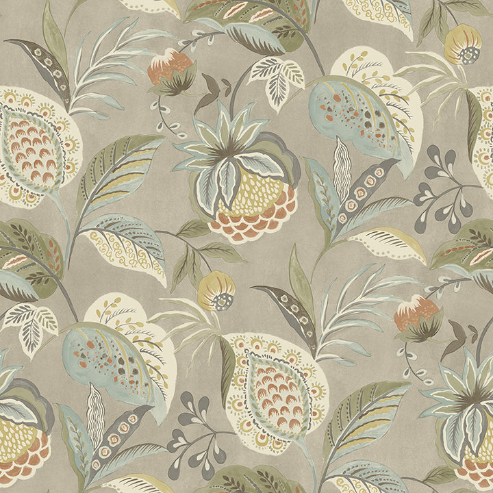 Picture of Bohemian Taupe Jacobean Wallpaper