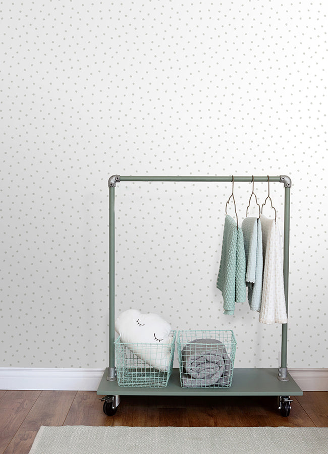 Pixie Grey Dots Wallpaper - Brewster Wallcovering