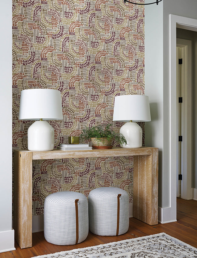 Wanderer Multicolor Mosaic Wallpaper - Brewster Wallcovering