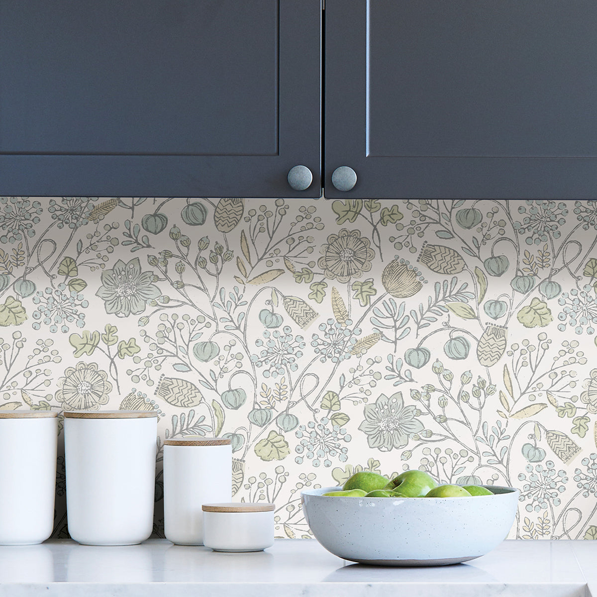 Blue and Green Southern Trail Peel and Stick Wallpaper - Brewster Wallcovering