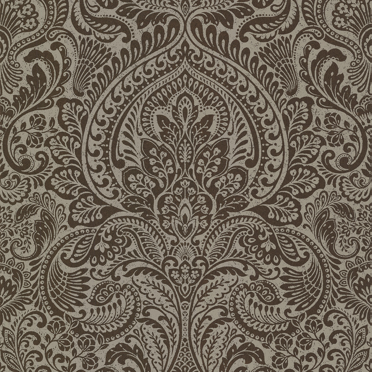 Artemis Bronze Floral Damask Wallpaper - Brewster Wallcovering