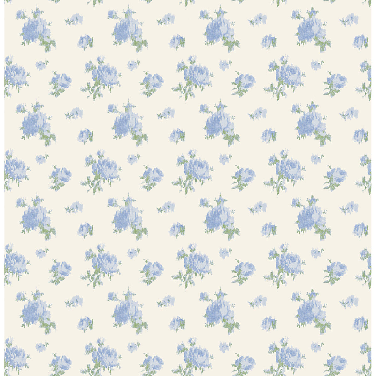 Ikat Rose Blue Small Print Wallpaper - Brewster Wallcovering