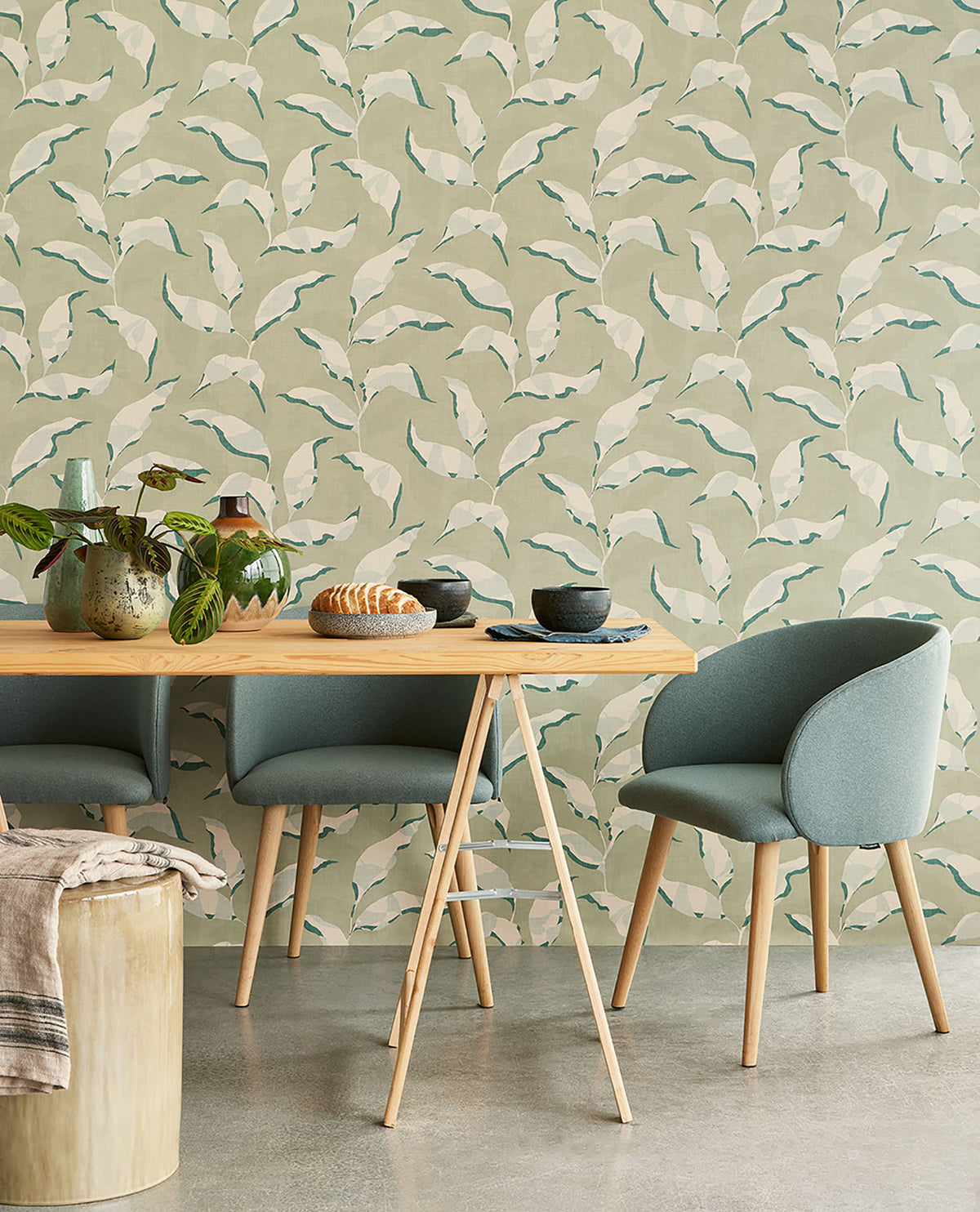 Callista Moss Leaves Wallpaper - Brewster Wallcovering