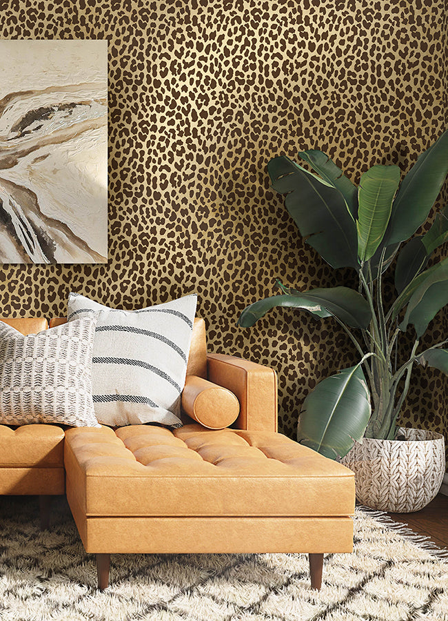 Brown RuLeopard Peel and Stick Wallpaper - Brewster Wallcovering