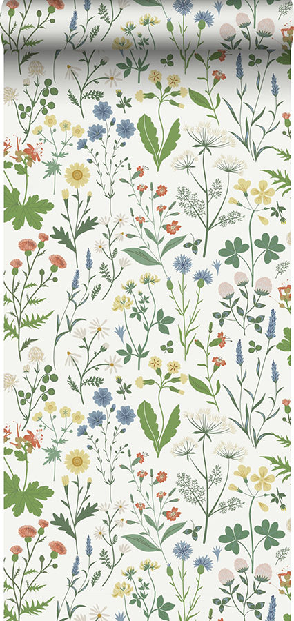 Fiore Green Wildflowers Wallpaper - Brewster Wallcovering