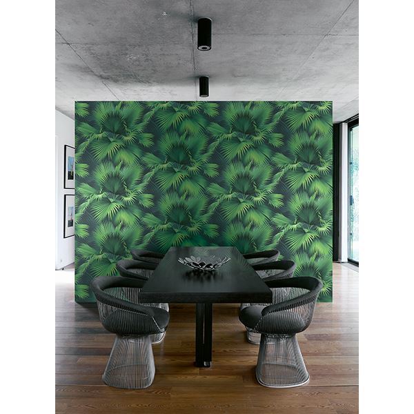 Endless Summer Dark Green Palm Wallpaper - Brewster Wallcovering