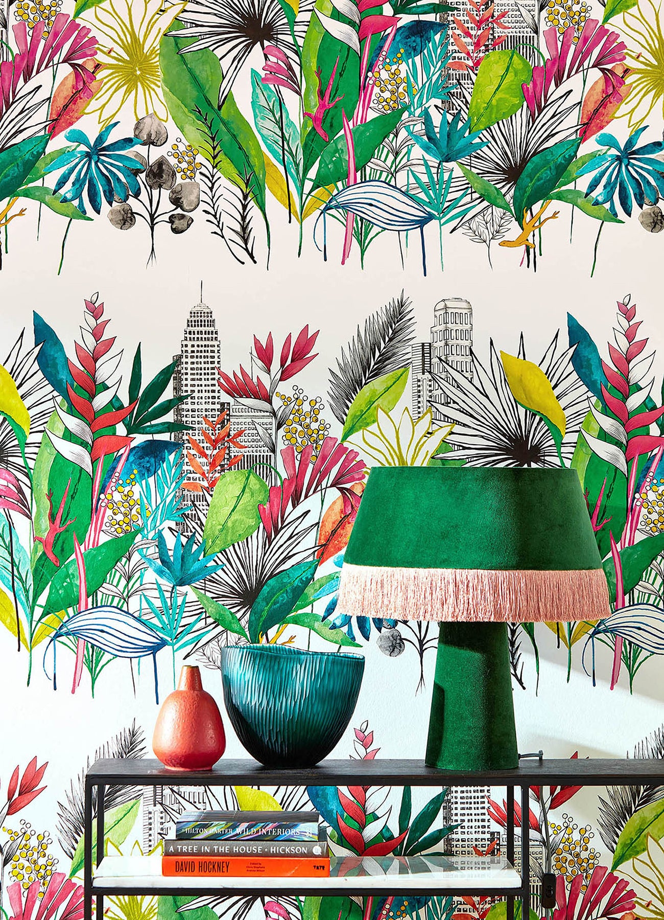 Sierra Multicolor Urban Tropic Wallpaper - Brewster Wallcovering