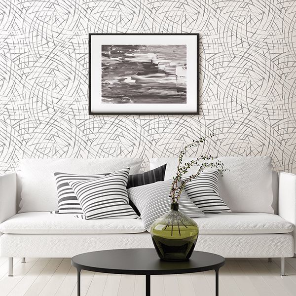 Willy Nilly Grey Brushstrokes Wallpaper - Brewster Wallcovering