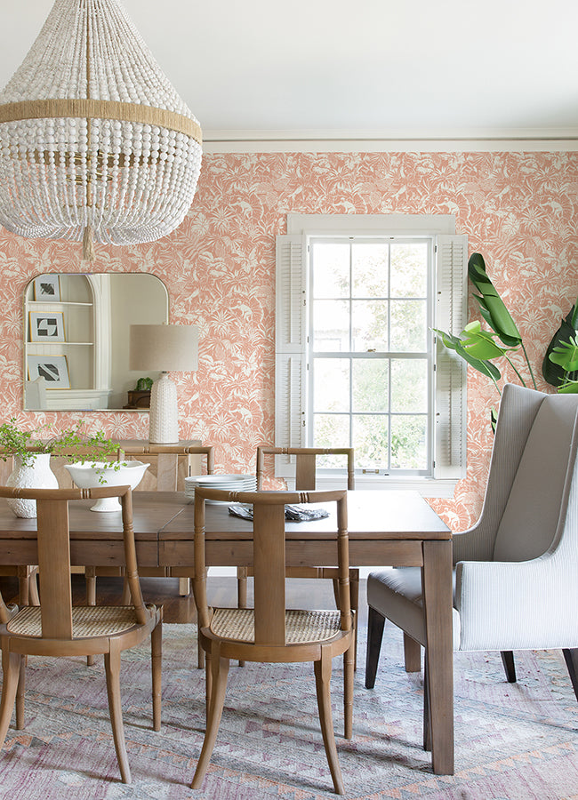 Corcovado Coral Jungle Jamboree Wallpaper - Brewster Wallcovering