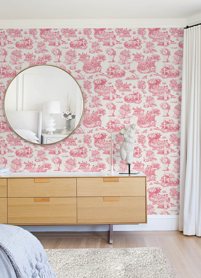 Pink The Chase Peel and Stick Wallpaper - Brewster Wallcovering