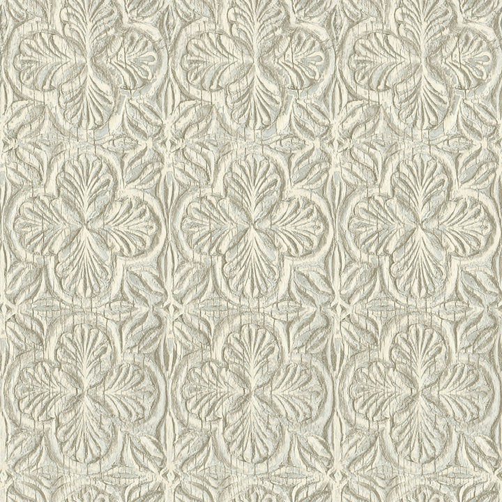 Picture of Karachi Aqua Wooden Damask Wallpaper