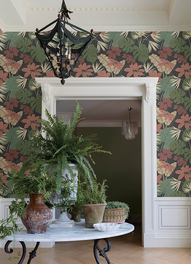 Medellin Black Rainforest Floor Wallpaper - Brewster Wallcovering