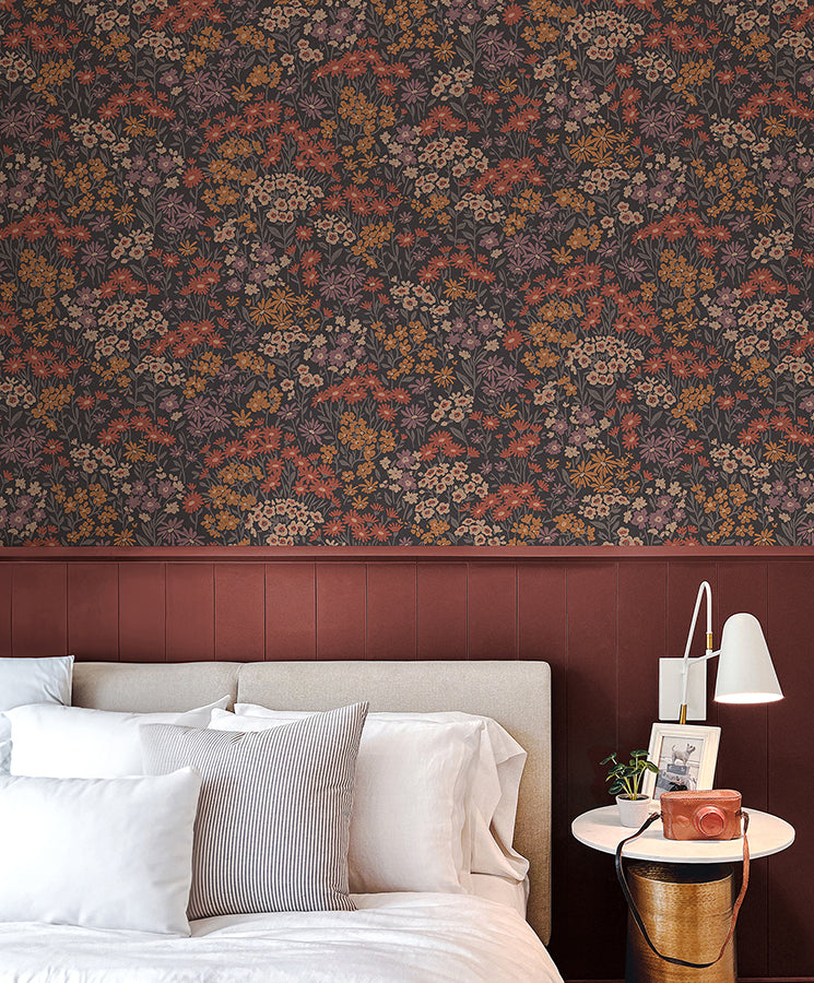 Ditsy Orange Daisies Wallpaper - Brewster Wallcovering