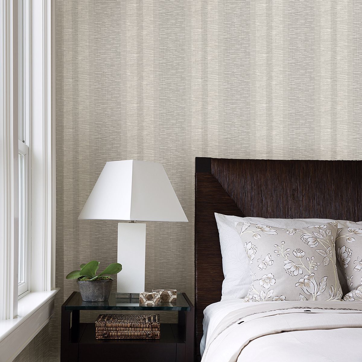 Pezula Bone Texture Stripe Wallpaper - Brewster Wallcovering